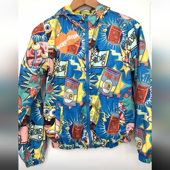 Members Only X Nickelodeon Spongebob Square Pants Windbreaker Jacket NWT Blue - Picture 3 of 12